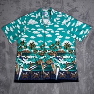 Vintage RJC Hawaii Aloha Surf Shirt XL Made in USA Palm Beach